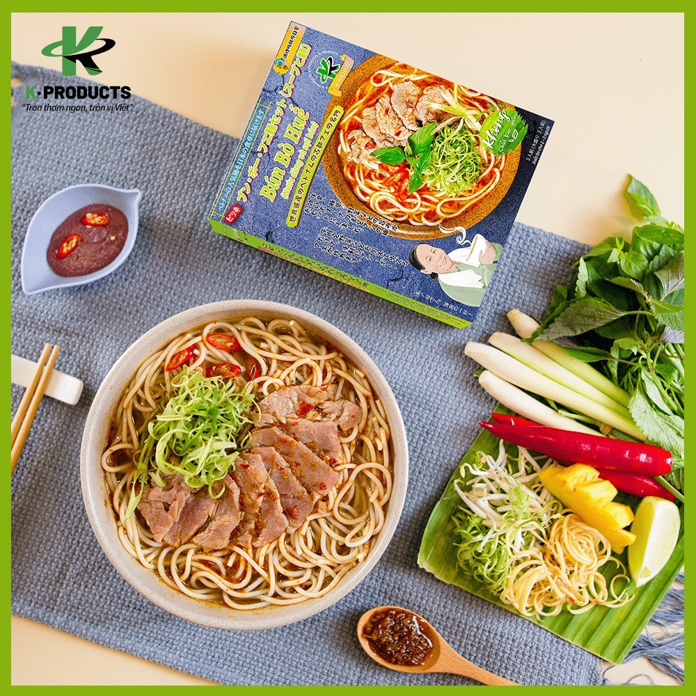 Hộp Nước Dùng Và Sợi Bún Bò Huế K Products 400g - Chuẩn vị không cần nêm nếm - KHÔNG CHẤT BẢO QUẢN!!