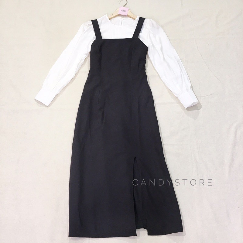 Miza - set áo tay dài và váy cổ vuông xẻ tà style HQ | BigBuy360 - bigbuy360.vn