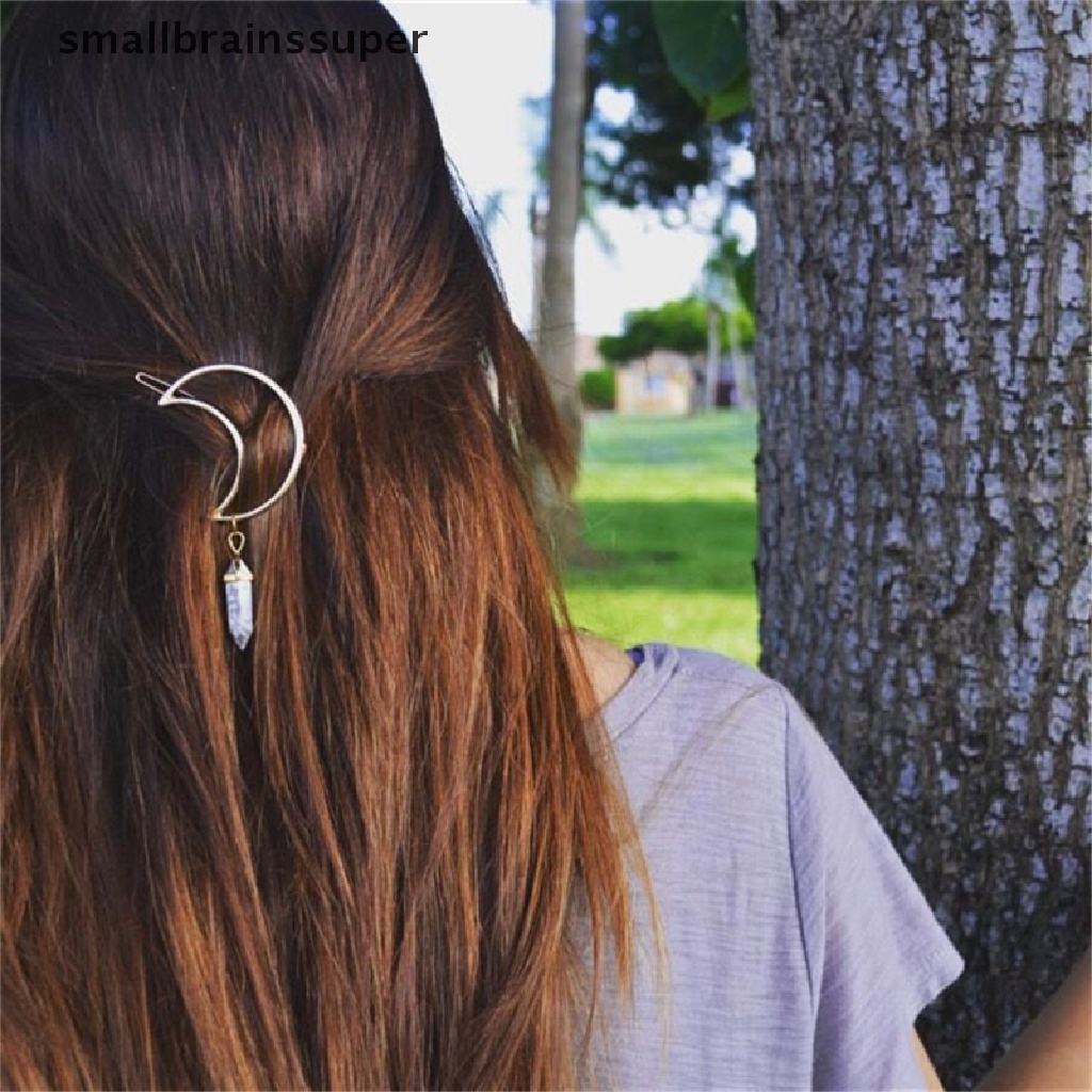 Kẹp Tóc Nhỏ Mặt Đá Mặt Trăng Tự Nhiên Bằng Hợp Kim SBS Cho Nữ