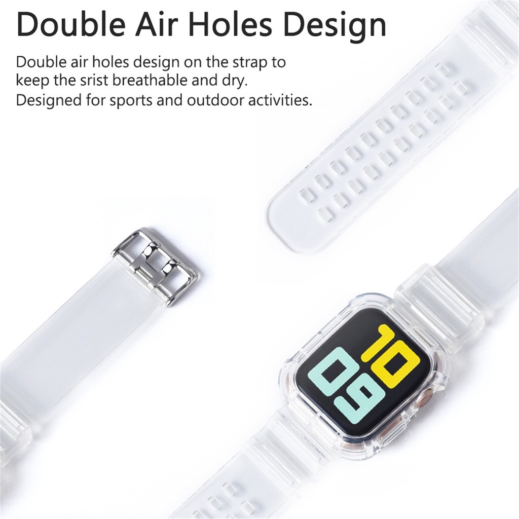 Dây Đeo Trong Suốt + Ốp Bảo Vệ Cho Đồng Hồ Thông Minh Apple Watch Series 6 SE 5 4 3 2 1 38mm 40mm 42mm 44mm