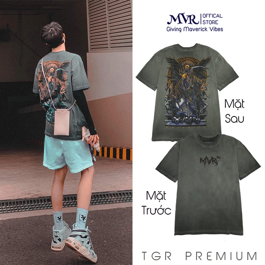 Áo Thun Wash Đá In Thần Chết Logo Maverick Rock - Nam Nữ Chất - Đẹp Vải Cotton Cao Cấp Form Rộng Mỹ Local Brand MVR