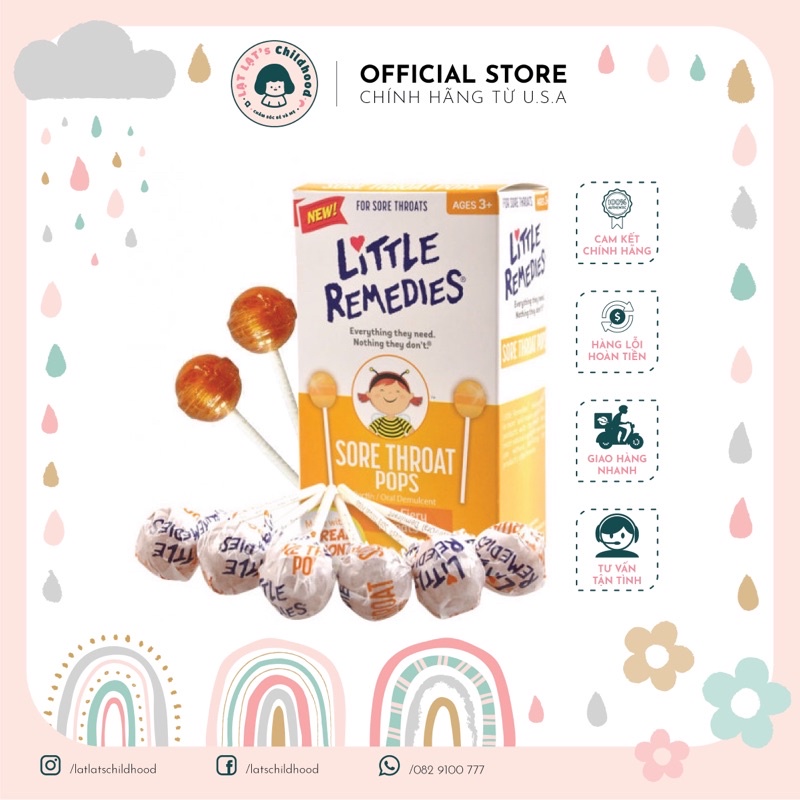 Kẹo mút ngậm ho cho bé Little Remedies 10 chiếc