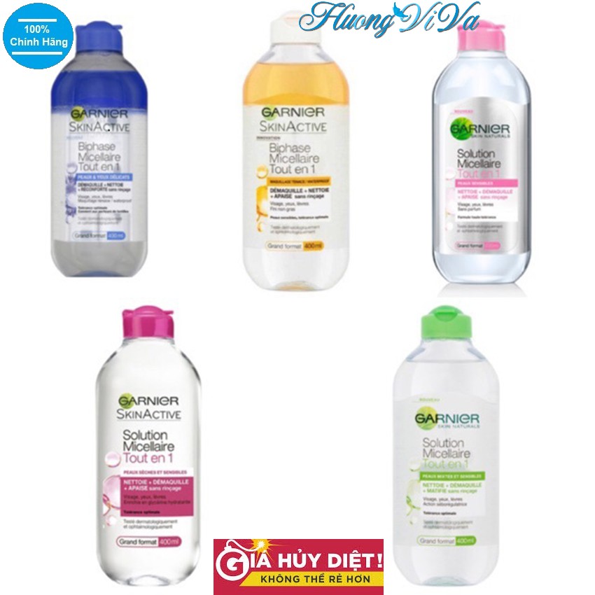 [BẢN PHÁP] Nước Tẩy Trang Garnier SkinActive Solution Micellaire Tout En 1 / Biphase Micellaire Tout En 1 - 400ml