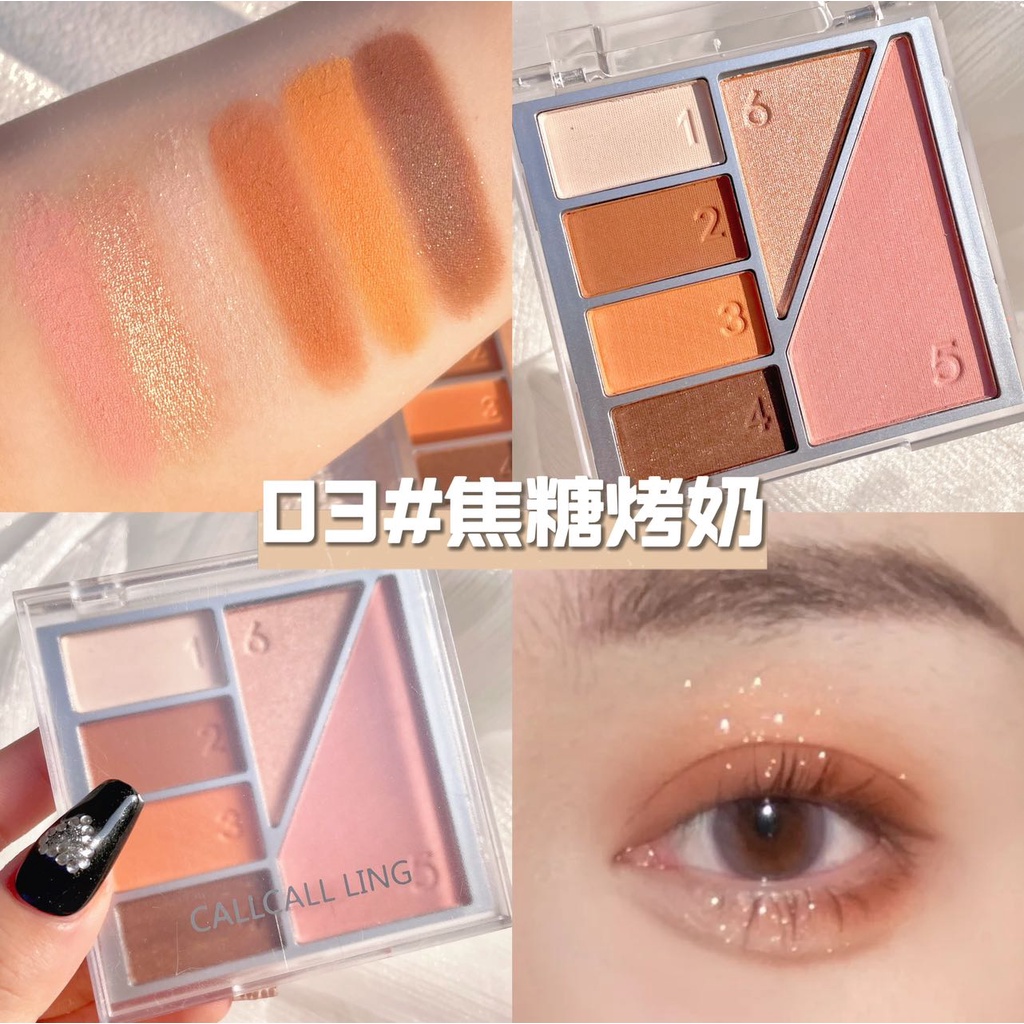 Bảng Phấn Mắt Callcall Ling Sáu Màu Sắc Tố Ngọc Trai Sữa Màu Đất Lấp Lánh Dành Cho Học Sinh