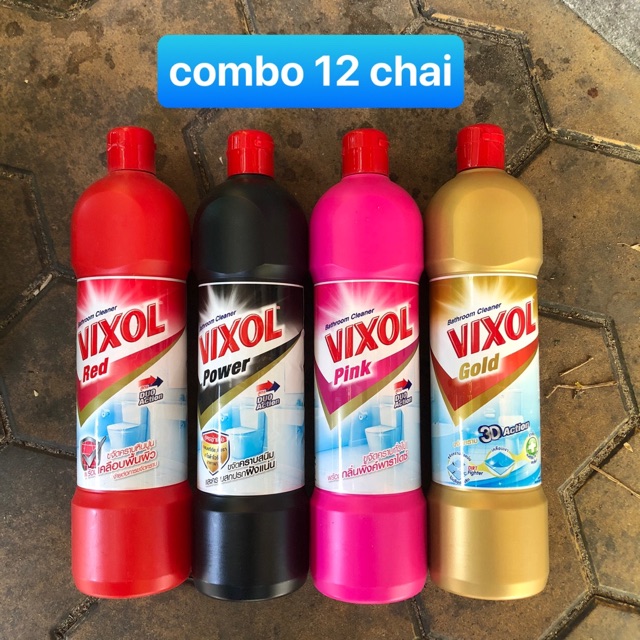 Combo 12 chai nước tẩy rửa nhà tắm &amp; toilet Vixol Thái Lan 900ml