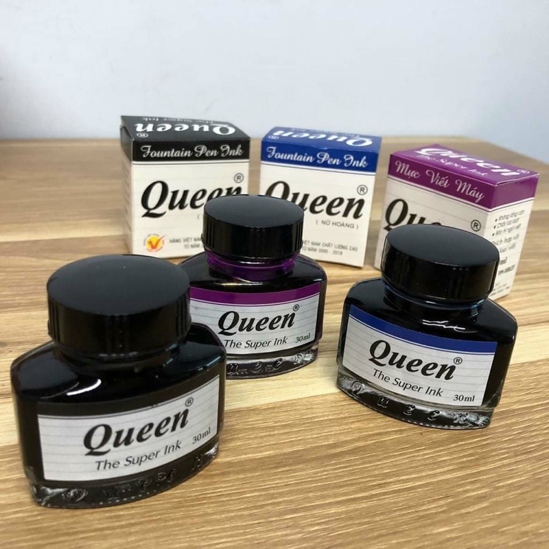 Mực bút máy Queen tím , xanh , đen.
