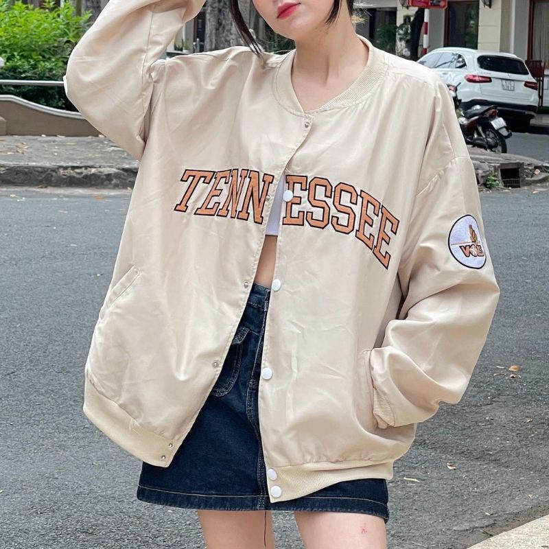 XPstore Áo Khoác Dù bomber chữ nổi TENNESSEE form đẹp (Ảnh thật)
