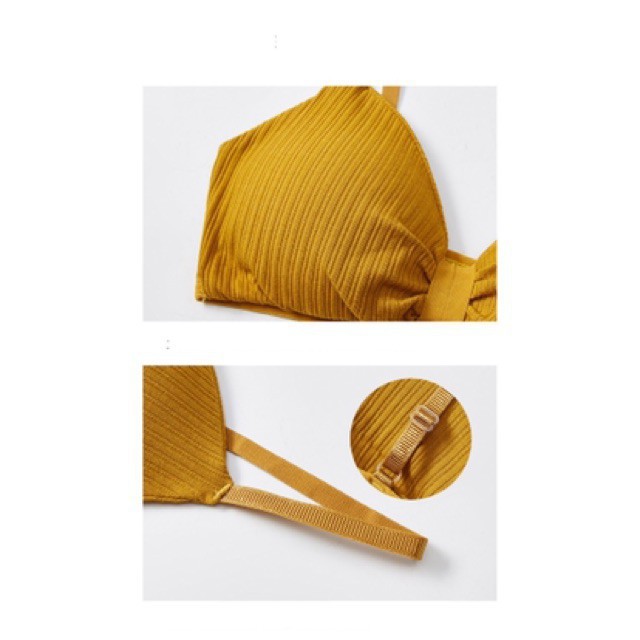 Áo Lót Bra Nữ Cotton Tăm LYMIA Thắt Nơ Điệu Có Đệm Không Gọng BR32