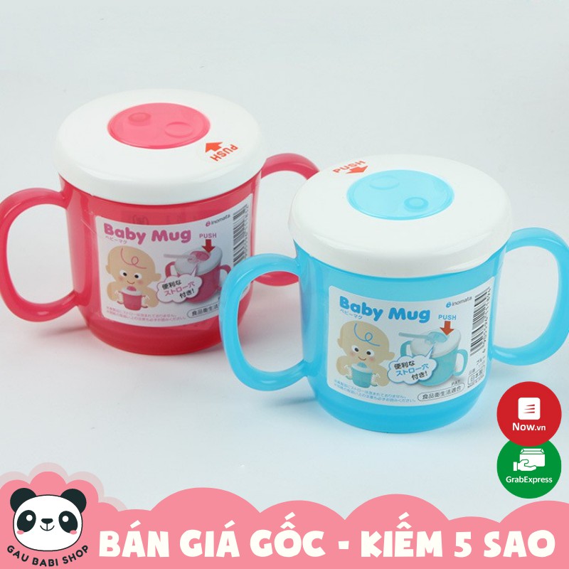 Cốc tập uống có tay cầm và lỗ cắm ống hút Baby Mug nội địa Nhật Bản