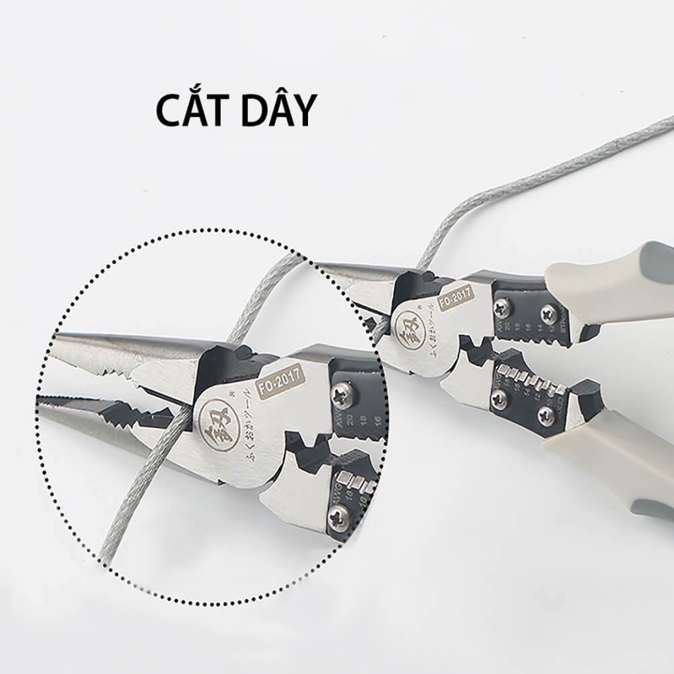 Hót Nhất 2021Kìm,Kiềm đa năng cắt đứt mọi loại kim loại nhật bản 5 in 1-  FUKOUKA Nhật Bản (Kẹp-Cắt-Uốn-Cuộn-Tuốt dâ