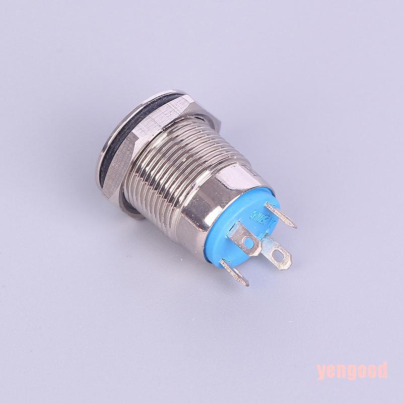 Nút bấm công tắc đèn led 12mm 12v bằng kim loại màu đen chống thấm nước