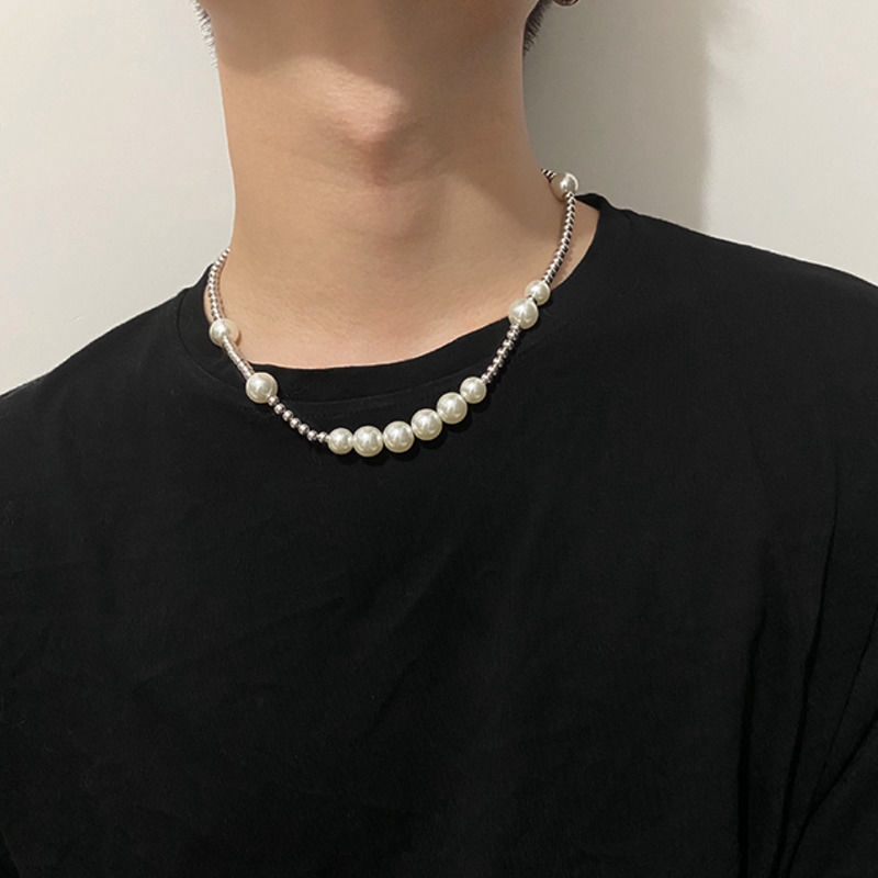 Dây chuyền ngọc trai giả cao cấp phong cách hip-hop đường phố xu hướng cho unisex