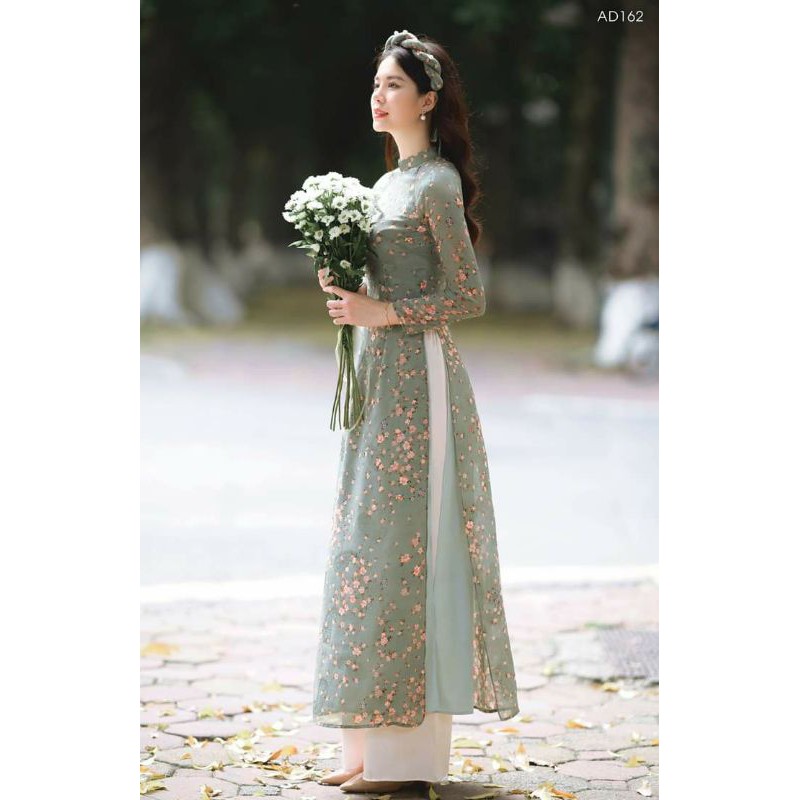 ÁO DÀI HOA NHÍ 4 tà , kèm quần