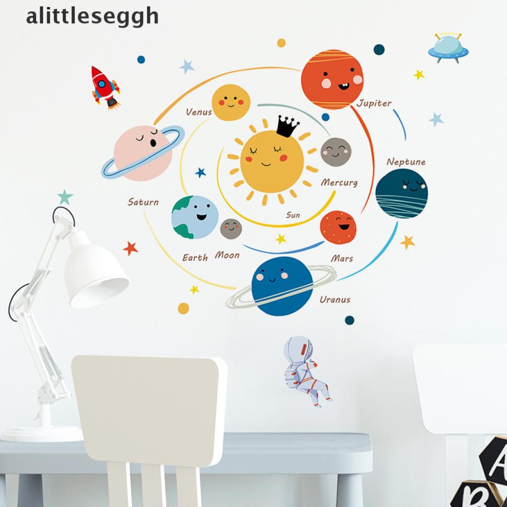 [PeaceShells11] Hình Dán Tường Hệ Mặt Trời Hành Tinh Hoạt Hình Có Thể Tháo Rời Trang Trí Phòng Trẻ Em Nhà Cửa