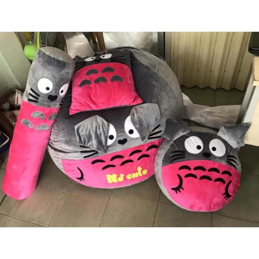 Vỏ bọc  ghế xốp dáng lê Mèo Totoro nhiều màu, cỡ S (chưa có hạt xốp)