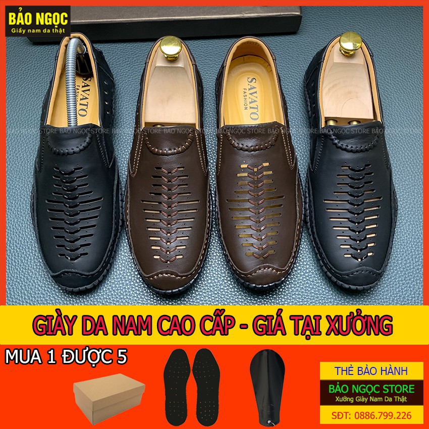 Giày lười nam DA BÒ MỀM 2 LỚP - ĐẾ KHÂU CỰC BỀN ✅ Giày rọ nam mùa hè thoáng mát  🎁 BH nổ da - bong đế 12 tháng ✅ Mã KH18