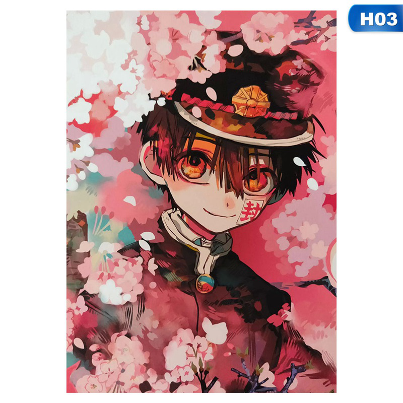 flowersqueen Tấm áp phích hình hoạt họa Toilet-bound Hanako-kun nhiều màu sắc trang trí tường phòng ngủ