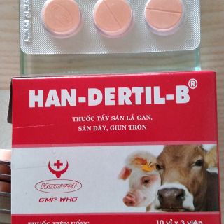 3 viênTẩy sán lá gan,sán dây,giun tròn chó mèo heo bò. Handertil