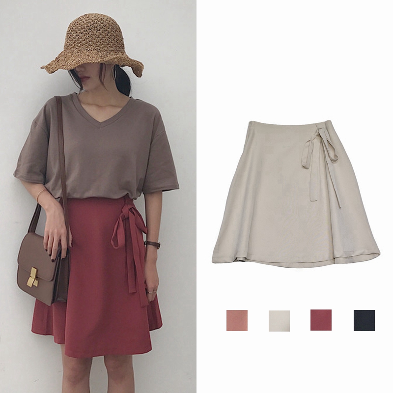 Chân Váy Chữ A Xiaozhainv Thiết Kế Cột Nơ Phong Cách Ulzzang Hàn Quốc 4 Màu Tùy Chọn | BigBuy360 - bigbuy360.vn