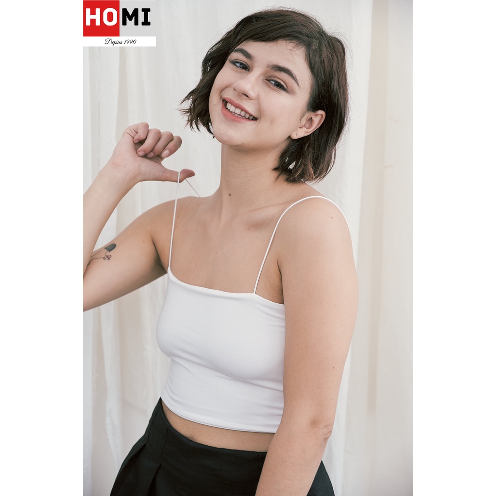 Áo 2 dây sợi bún croptop trơn, HOMI Fashion