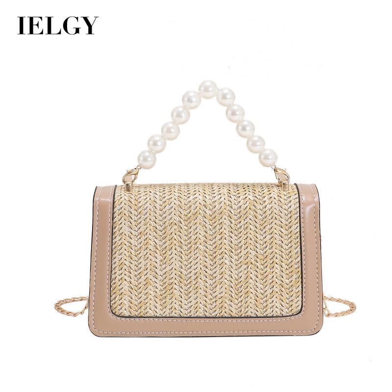 IELGY Túi Đeo Vai Đan Rơm Phong Cách Hàn Quốc Thời Trang Cho Nữ