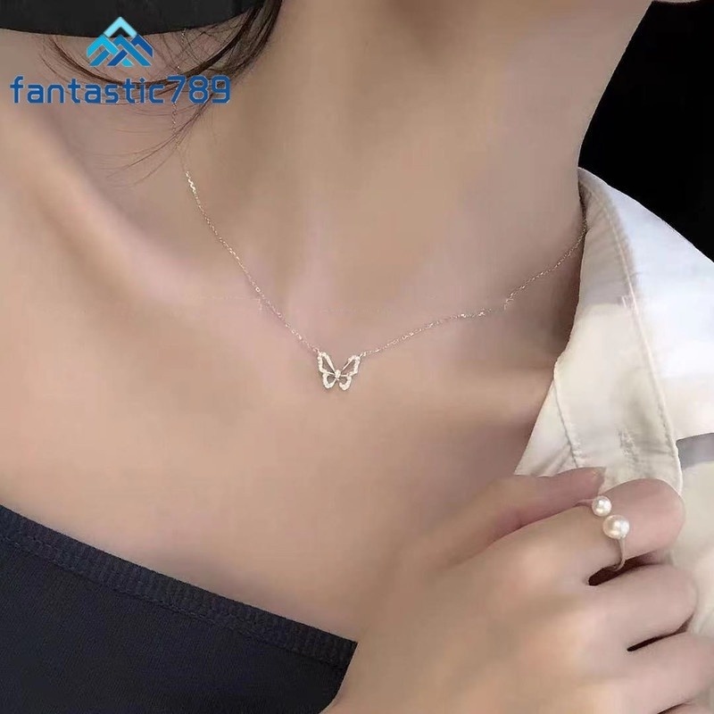 Dây chuyền kiểu bướm nhỏ đính pha lê dễ thương thời trang dành cho nữ