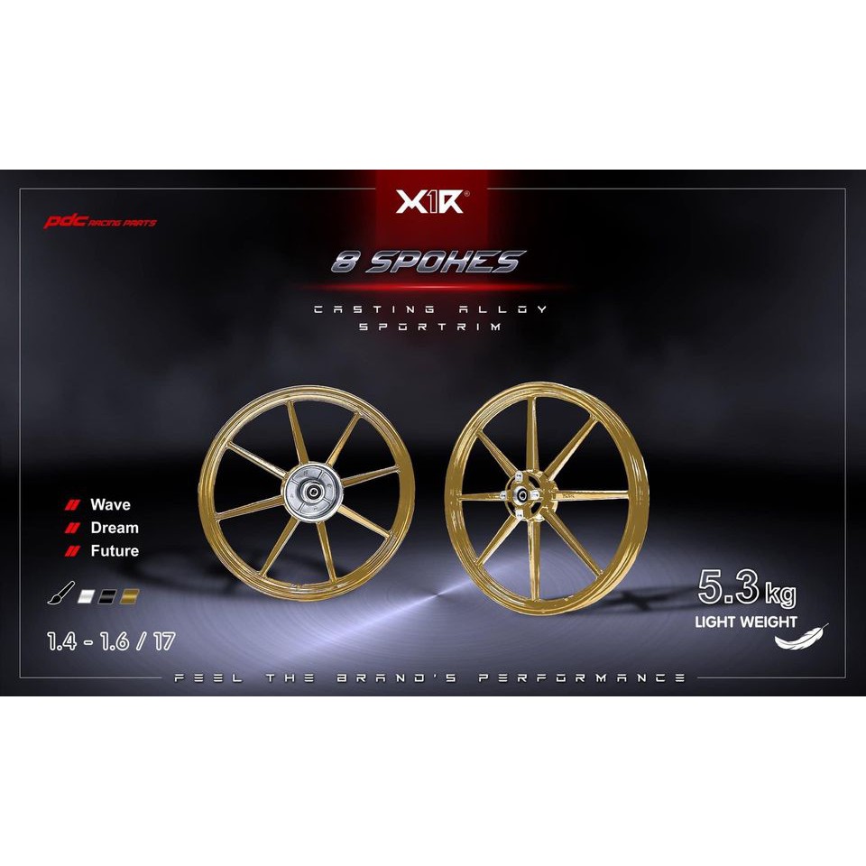 VÀNH MÂM X1R  8 CÂY  ĐÚC XE WAVE S110 / RSX 110 / FUTURE 125 LED