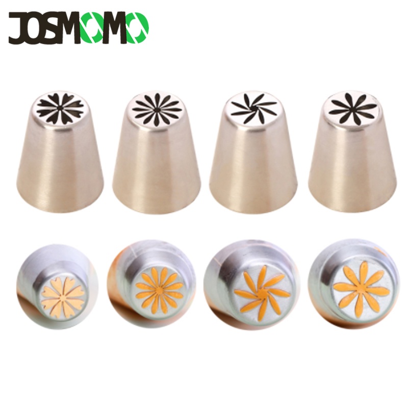 JOSMOMO 4 cái / bộ thép không gỉ trang trí bánh ngọt bánh ngọt đóng băng dụng cụ ống vòi phun