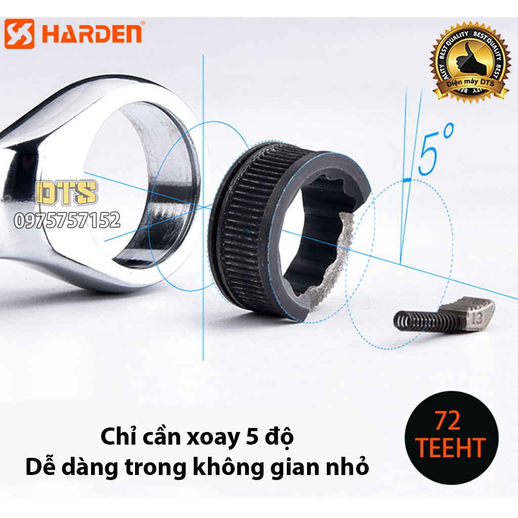 Bộ cờ lê vòng miệng tự động hai chiều công nghiệp HARDEN PRO 7 chi tiết, bộ cờ lê tròng tự xoay thép cao cấp CR-V