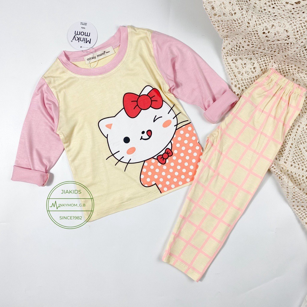 [SALE] Bộ Quần Áo Bé Gái, Bé Trai Minky Mom Động Vật Quần Kẻ, Bộ Dài Tay Thun Lạnh Cho Bé Mặc Nhà MKMTD2231