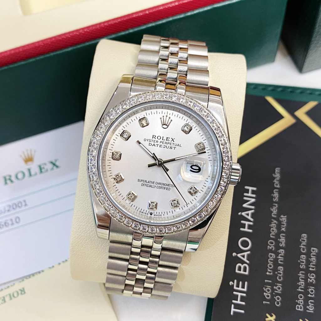 [Máy cơ] Đồng hồ cơ nam Rolex automatic mặt đính viền đá chống nước DH560 - shop131