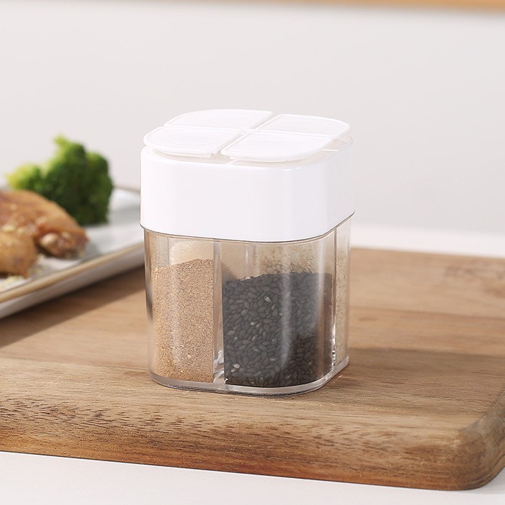Hũ đựng gia vị, lọ đựng muối, đựng đường 4 ngăn tiện lợi thông minh | BigBuy360 - bigbuy360.vn