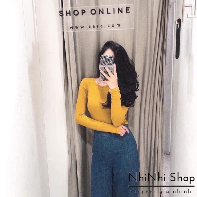 Áo thun xin xin dài tay cổ tròn dáng ôm, Áo phông dài tay vải cotton co giãn 4 chiều XX8201 - NhiNhiShop