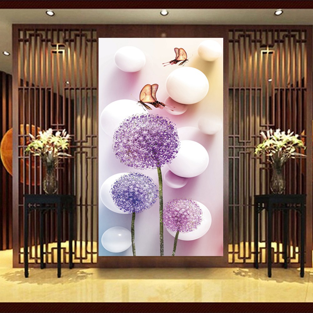 Bộ tranh đính đá 5D tự làm họa tiết hình hoa bồ công anh và bươm bướm tuyệt đẹp treo trang trí kèm phụ kiện | BigBuy360 - bigbuy360.vn