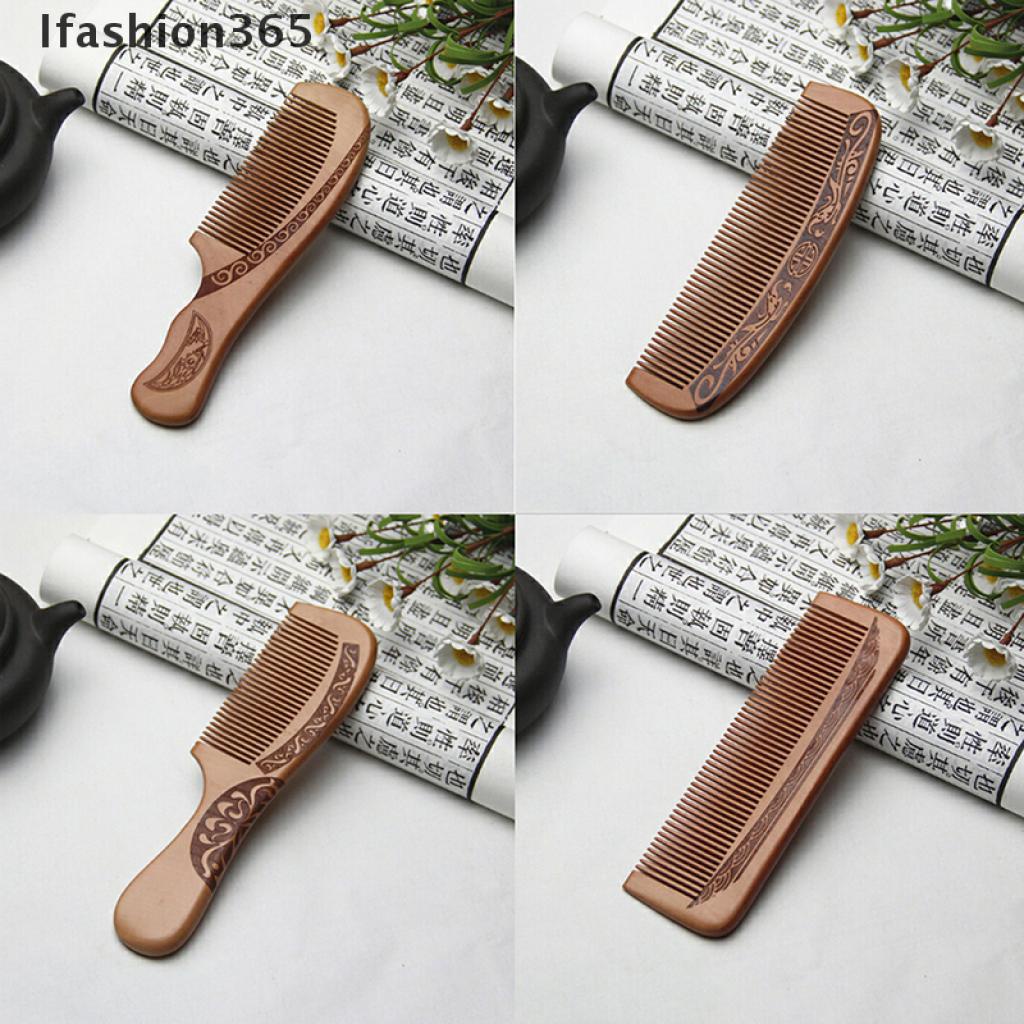 [Hàng mới về] Lược chải tóc gỗ đào tự nhiên răng thưa chống tĩnh điện mát xa da đầu