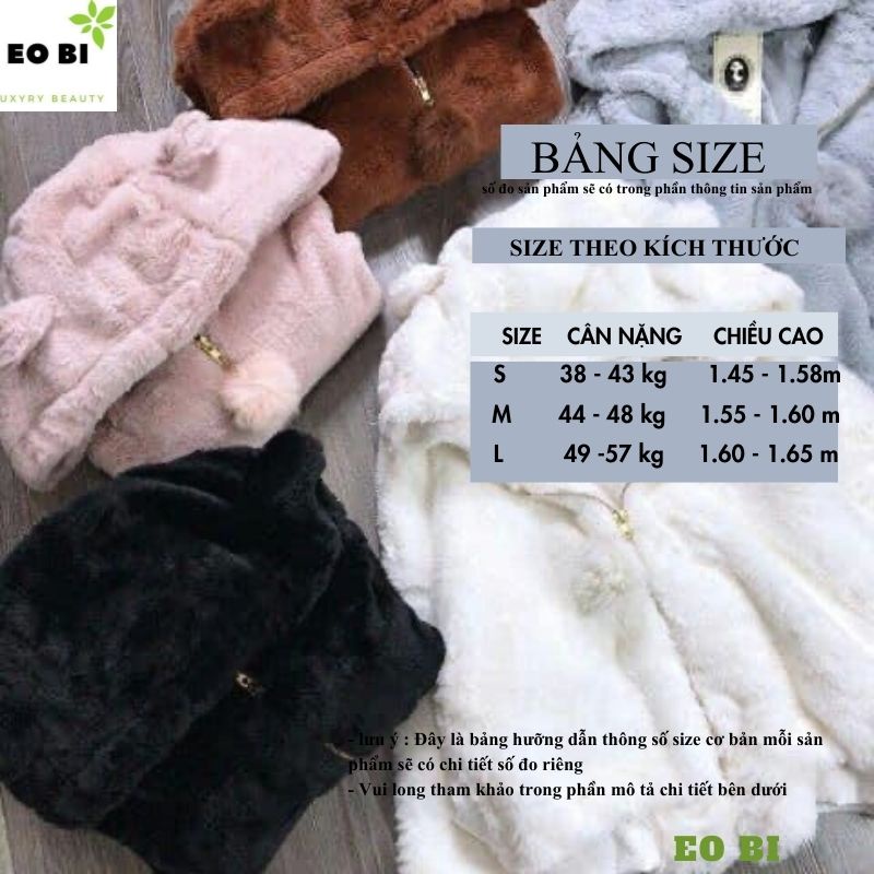 Áo khoác lông cừu 1 lớp kiểu dáng hàn quốc ulzzang, áo khoác mùa đông nữ, áo lông gấu - EOBI
