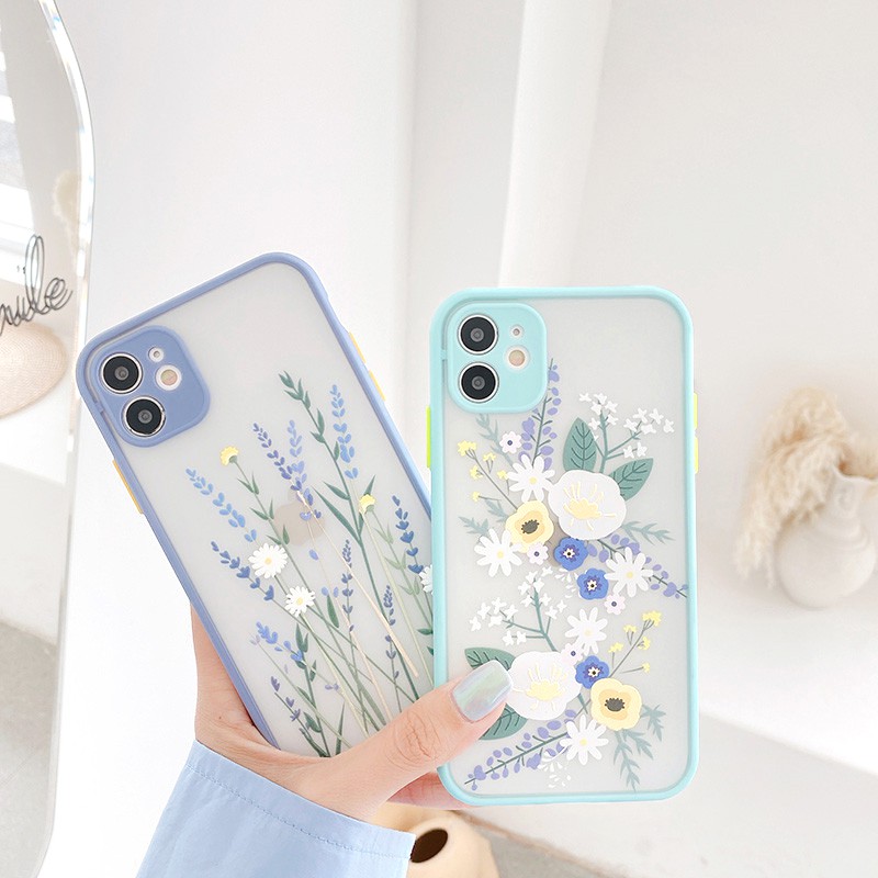 Ốp lưng iphone Lavender nhám viền nổi cong 6/6plus/6s/6splus/7/7plus/8/8plus/x/xr/xs/11/12/13/pro/max/plus/promax