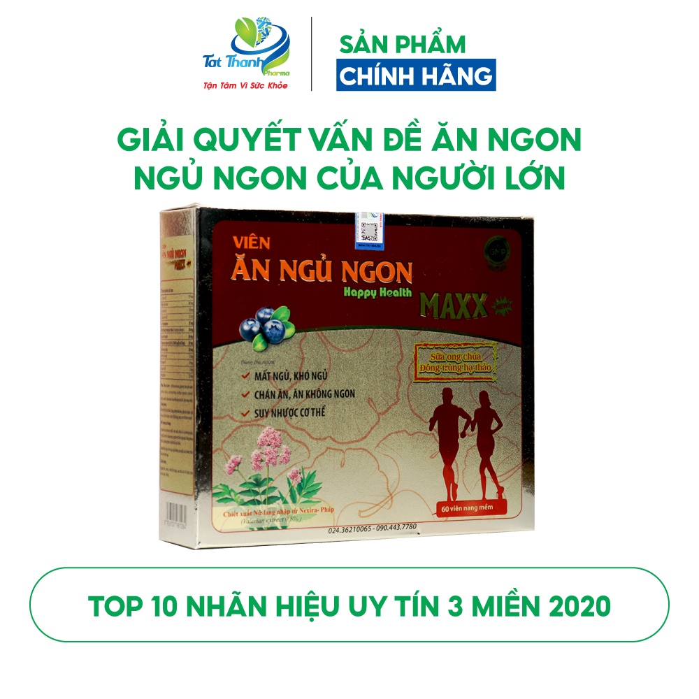 Viên ăn ngủ ngon Happy Health Maxx Tất Thành Pharma bồi bổ sức khỏe 30/60 viên