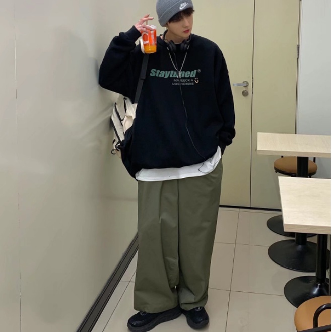 Áo sweater Nam Dài Tay Cổ Tròn Thời Trang Hàn Quốc thời trang SweatShirts unisex tiếng Nhật from rộng áo sweater nỉ