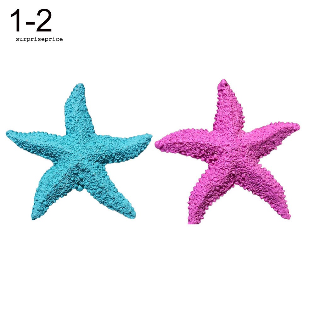 Set 2 mô hình sao biển mini bằng nhựa resin dùng cho trang trí bể cá cảnh thực tế dễ thương