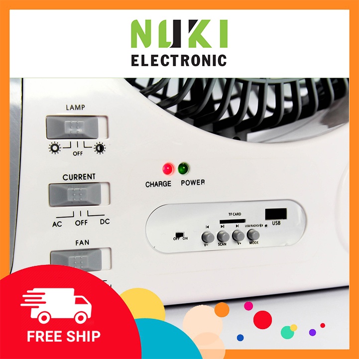 [NOWSHIP - GRAB] Quạt bàn đa năng tích hợp sạc điện năng lượng mặt trời Nuki N283