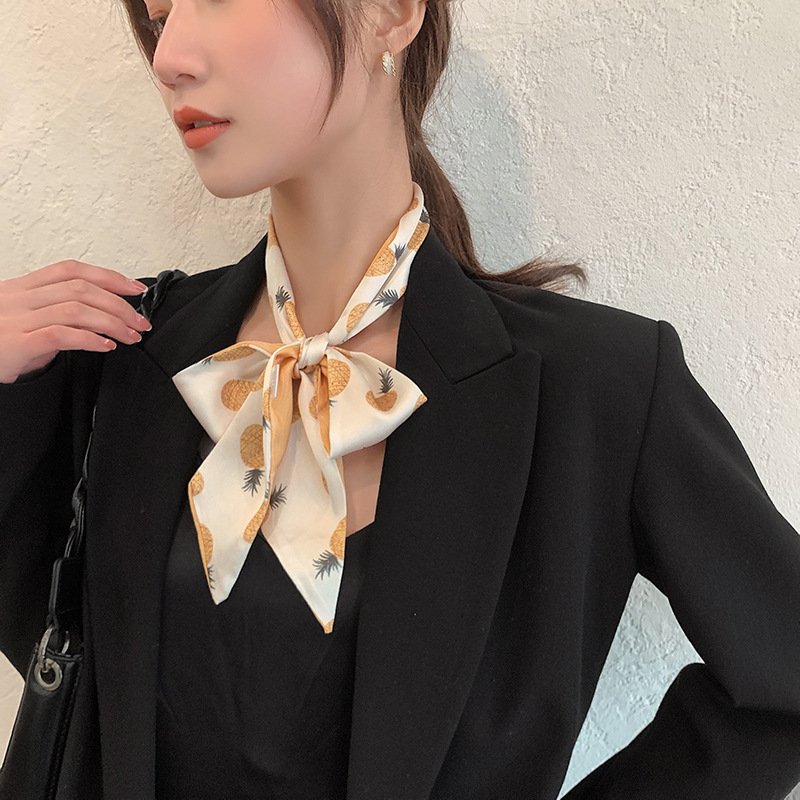 Khăn choàng lụa họa tiết trái cây thời trang dành cho nữ