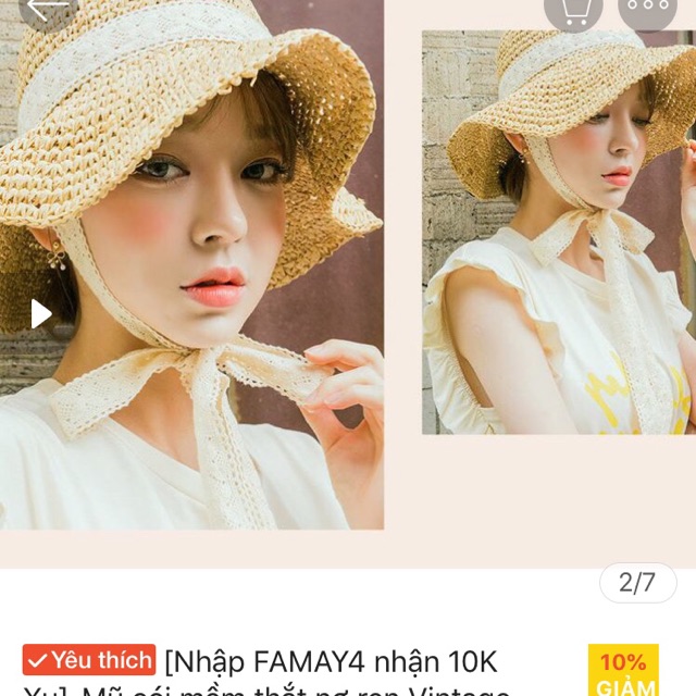 Nón cói mềm thắt nơ