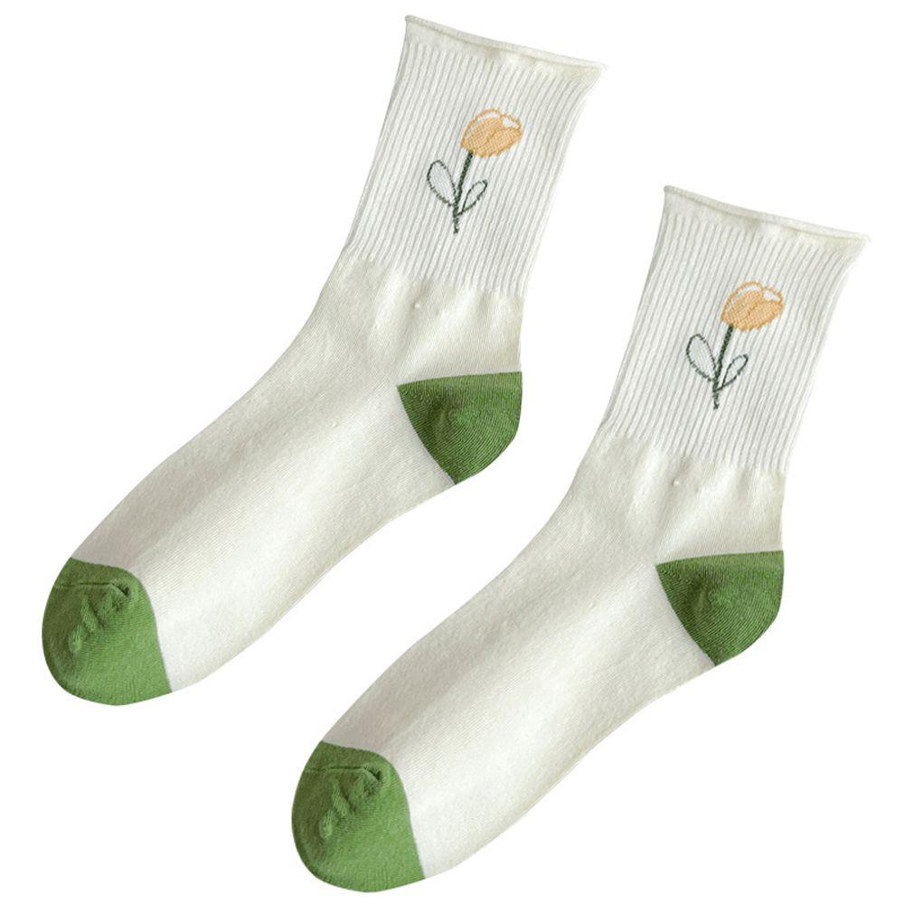 Đôi Vớ Thể Thao Bằng Vải Cotton Họa Tiết Hoa Tulip Thời Trang Sành Điệu Cho Nữ