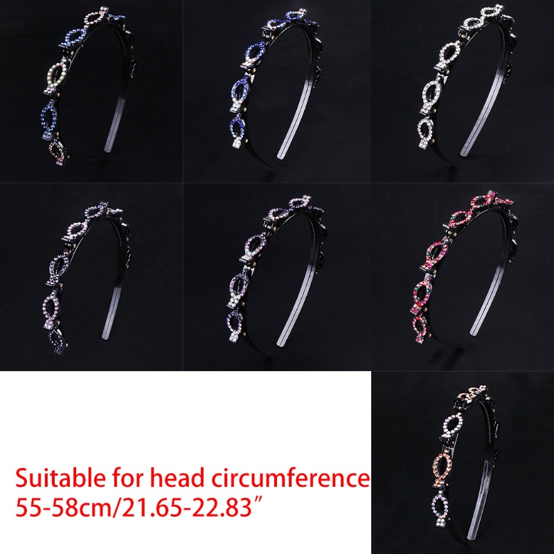 Băng Đô Cài Tóc Dạng Bện Hai Lớp Đính Đá