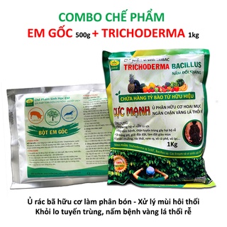 Combo Chế phẩm sinh học EM gốc 500g và Nấm đối kháng TRICHODERMA BACILLUS 1kg. Ủ phân bón, phòng trị nấm bệnh thối rễ