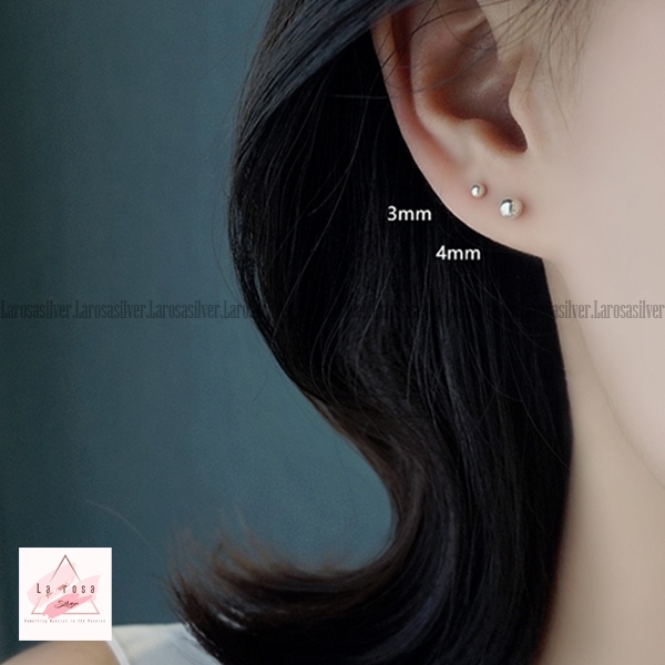 Khuyên tai bạc Larosa, Bông tai minidot basic nam nữ bạc s925