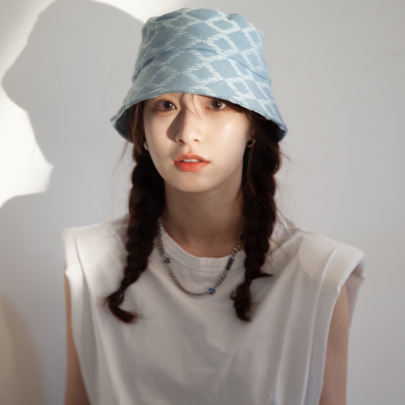 Mới Nón Tai Bèo Họa Tiết Caro Đính Đá Thời Trang Hàn Quốc