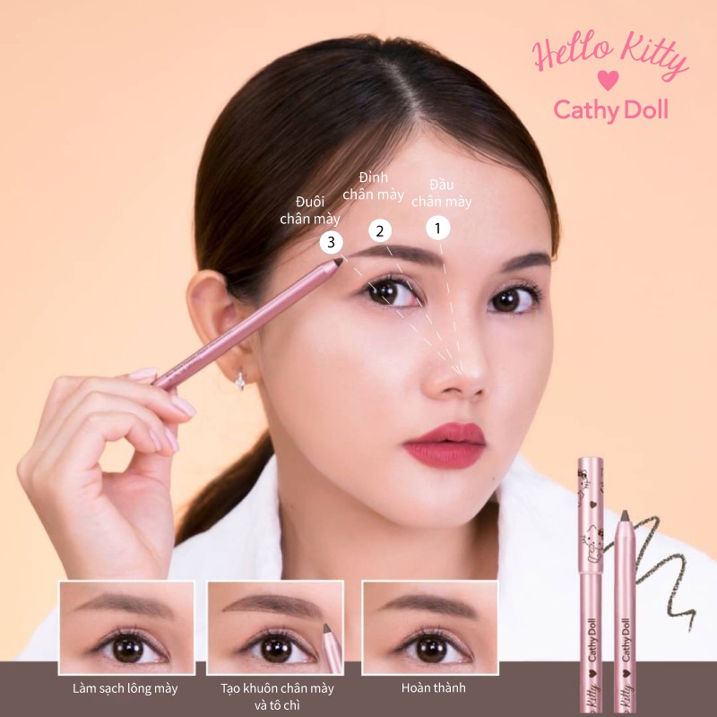 Chì kẻ mày lâu trôi Hello Kitty Cathy Doll Blur Brow Powder Pencil 0.37g