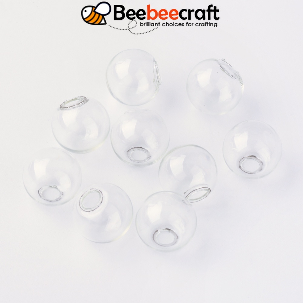 Set 5-100 Quả Cầu Thủy Tinh 8-25mm Nửa Lỗ: 3~5mm Làm Trang Sức DIy